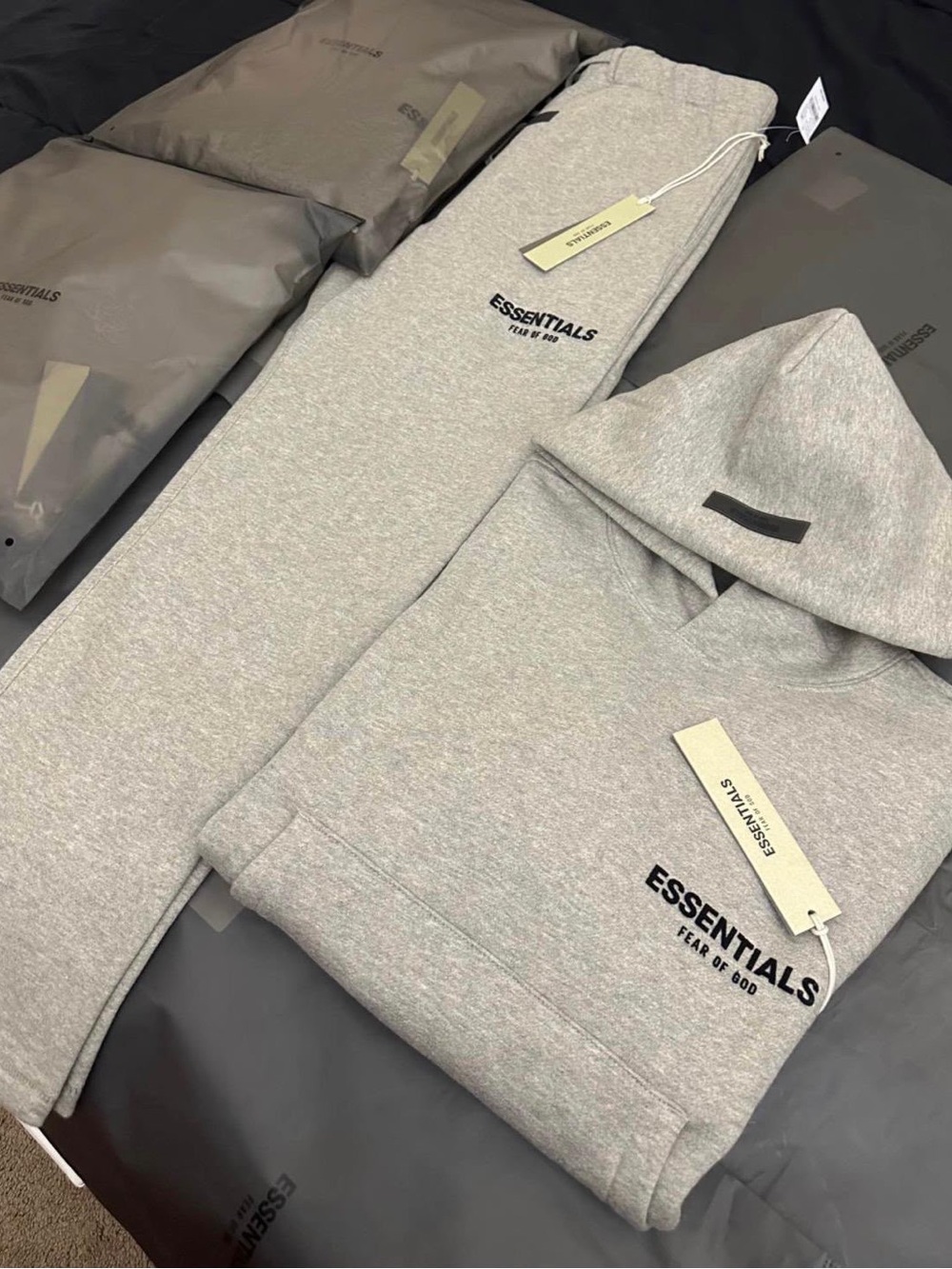 Essentials Men’s Light Gray Pullover Hoodie & Sweatpants Set